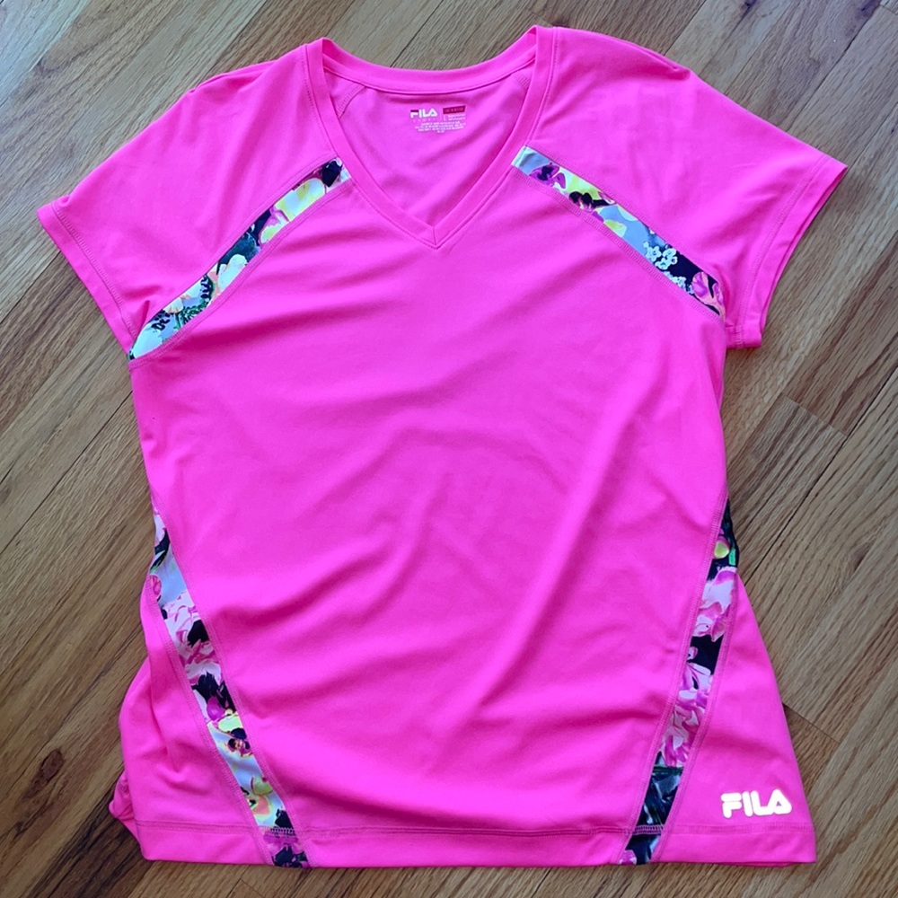 FILA Running Cropped Leggings in Colorful Floral Print and Matching Top - Picture 6 of 8
